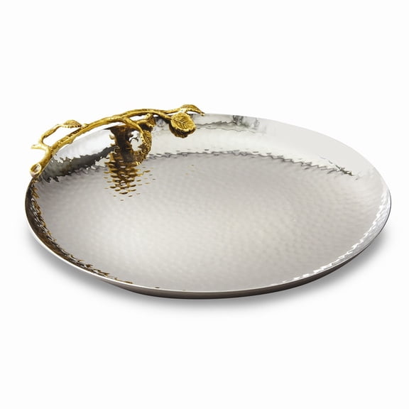 FB Jewels Stainless Steel Golden Vine Hmmrd Round Tray