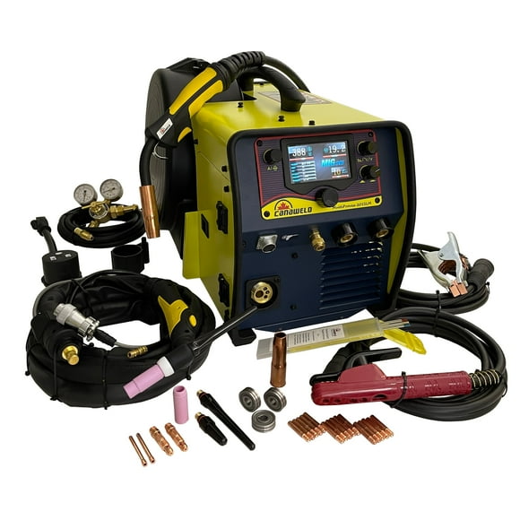 CANAWELD MIG TIG Stick Welder Multi Process MADE IN CANADA Welder All in One Portable Welding Machine SLM 201 Selectable 110-220 V-3 Year Warranty CSA/QPS APPROVED-Gold Package(MIG & TIG torch)