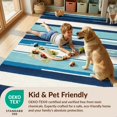 thumbnail image 4 of Design&I 8'x10' Washable Area Rug Sleek Flatweave Pet Friendly Surfboard Wave Stripe Nautical Border Surf Aesthetics Bathroom for King Size Bedroom, Under Bed, 4 of 7