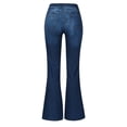 thumbnail image 6 of Karymi Shorts for Women High Waist Multi Button Flare Jeans, Button Fly Belt Loops Full Length Bootcut Denim Trousers, Square Patch Front Pockets Wide Leg Pants Woman, 6 of 6