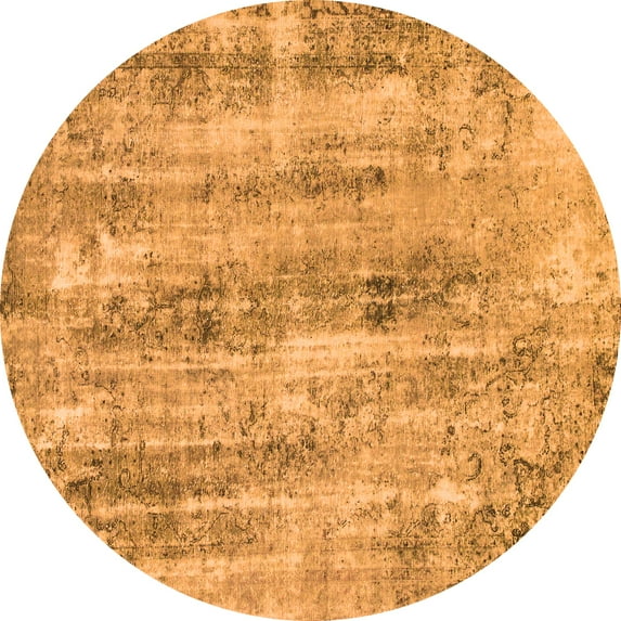 Ahgly Company Indoor Round Abstract Orange Modern Area Rugs, 5' Round
