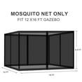 thumbnail image 2 of BPS 12' x 16' Gazebo Universal Mosquito Netting Screen Replacement, 4-Panel Screen Walls with Double Zippers for Outdoor Patio - Black (Mosquito Net Only), 2 of 8
