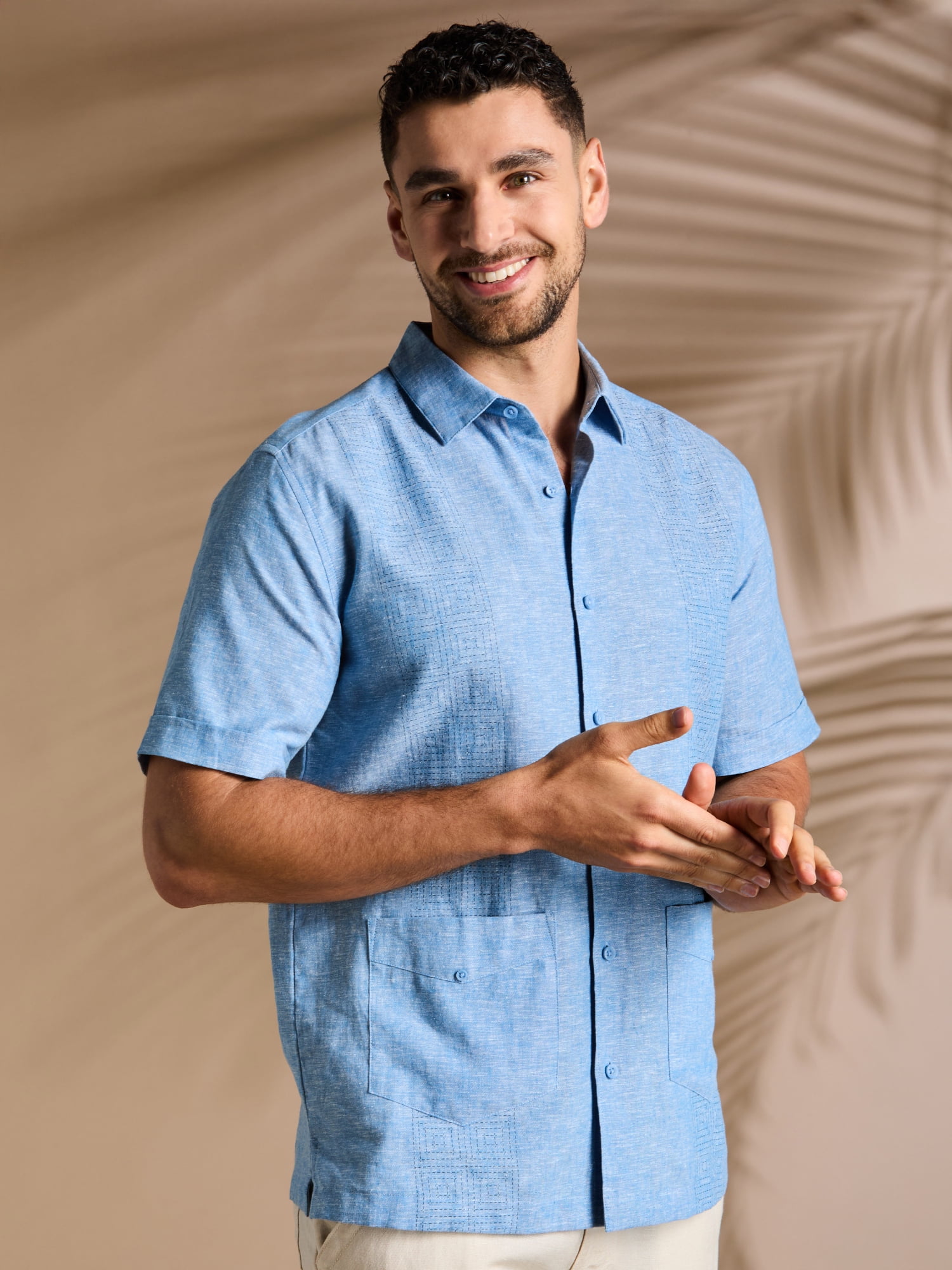 Cafe Luna Men's and Big Men's Geo Panel Print Short Sleeve Shirt, Sizes S-5XL