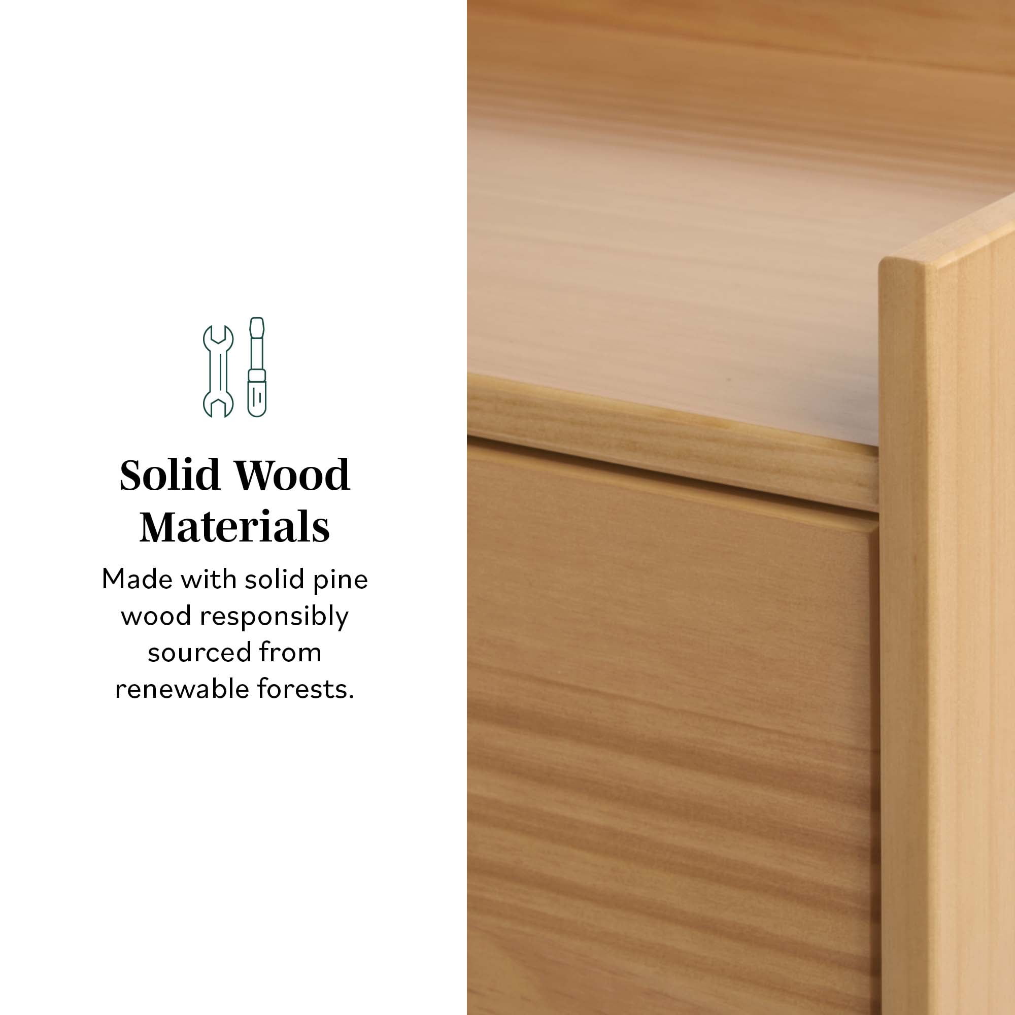 Walker Edison Mid-Century Modern Gallery-Top 2-Drawer Nightstand, 2 Pack, Natural Pine
