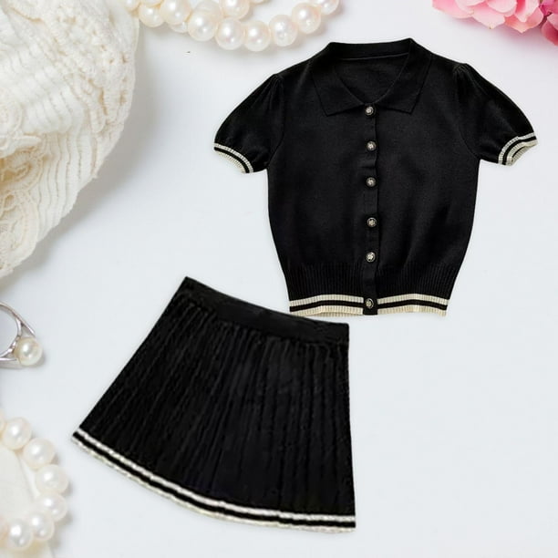 Conjunto de falda plisada Salvador para mujer Negro Ropa de