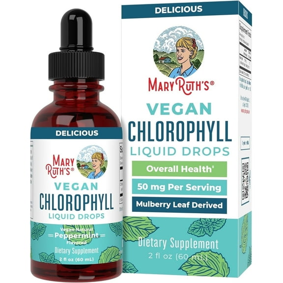 MaryRuth's Vegan Chlorophyll Liquid Tincture, Peppermint, Non-GMO, Unisex, 2 fl oz