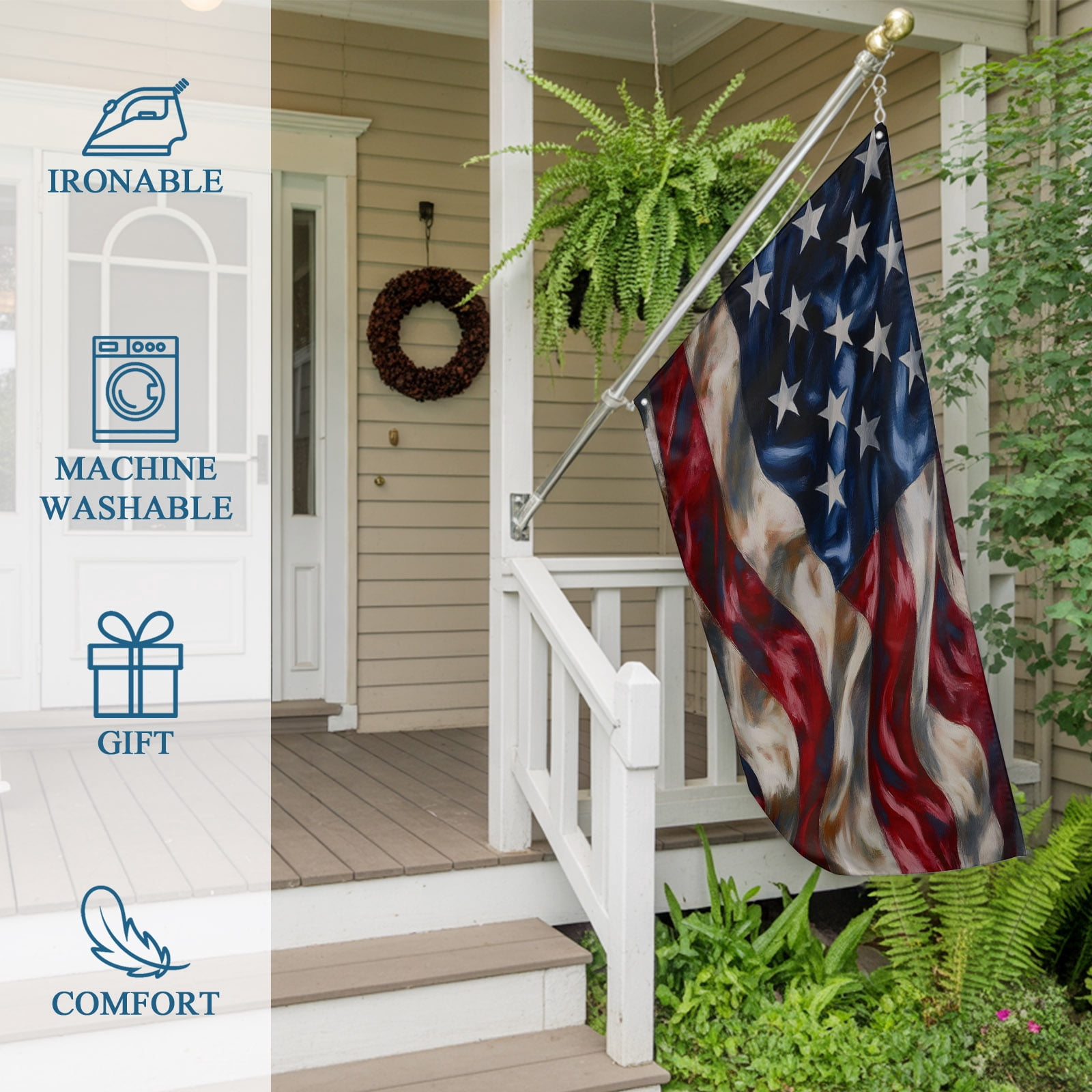 4th of July Flags for Outside 3x5 ft Patriotic American Flag Outdoor Flags Double Sided Grommets House Banner Vintage Ripples USA Flag Patio Yard Flag for Outdoor Party Porch Independence Day
