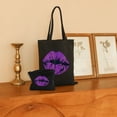 thumbnail image 2 of Leisuo 2 Pcs Canvas Tote Bags Cute Aesthetic Tote Bags with Zipper Purple Kissing Party Supplies Black, 2 of 8