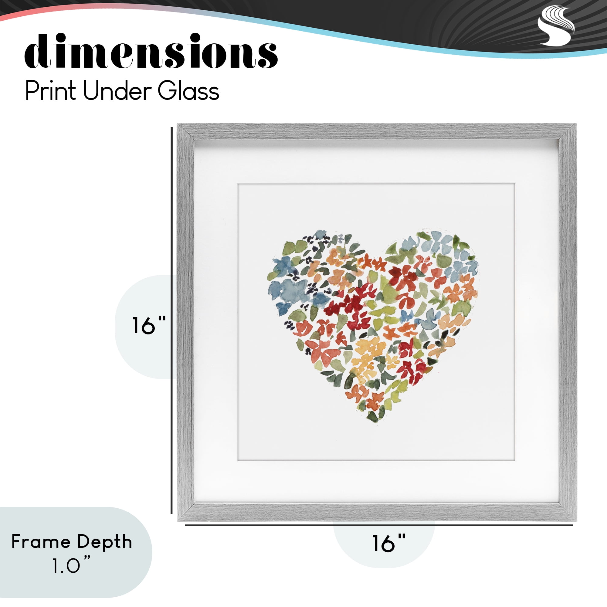 Stupell Industries Blooming Earth Tone Heart Gray Framed Print Under Glass, design by Lanie Loreth