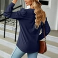 thumbnail image 3 of JYLPZYR Womens T Shirt Autumn and Winter Solid Color V Neck Jacquard Long Sleeved Loose T Shirt Top Ladies Tall Womens Clothing(Navy Blue,XXL), 3 of 7