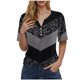 thumbnail image 1 of Blusas de Manga Corta para las Mujeres Impresas Cuello Redondo Casual Top, Blusa de Algodón de Imitación para el Hogar Y Diario, 1 of 6