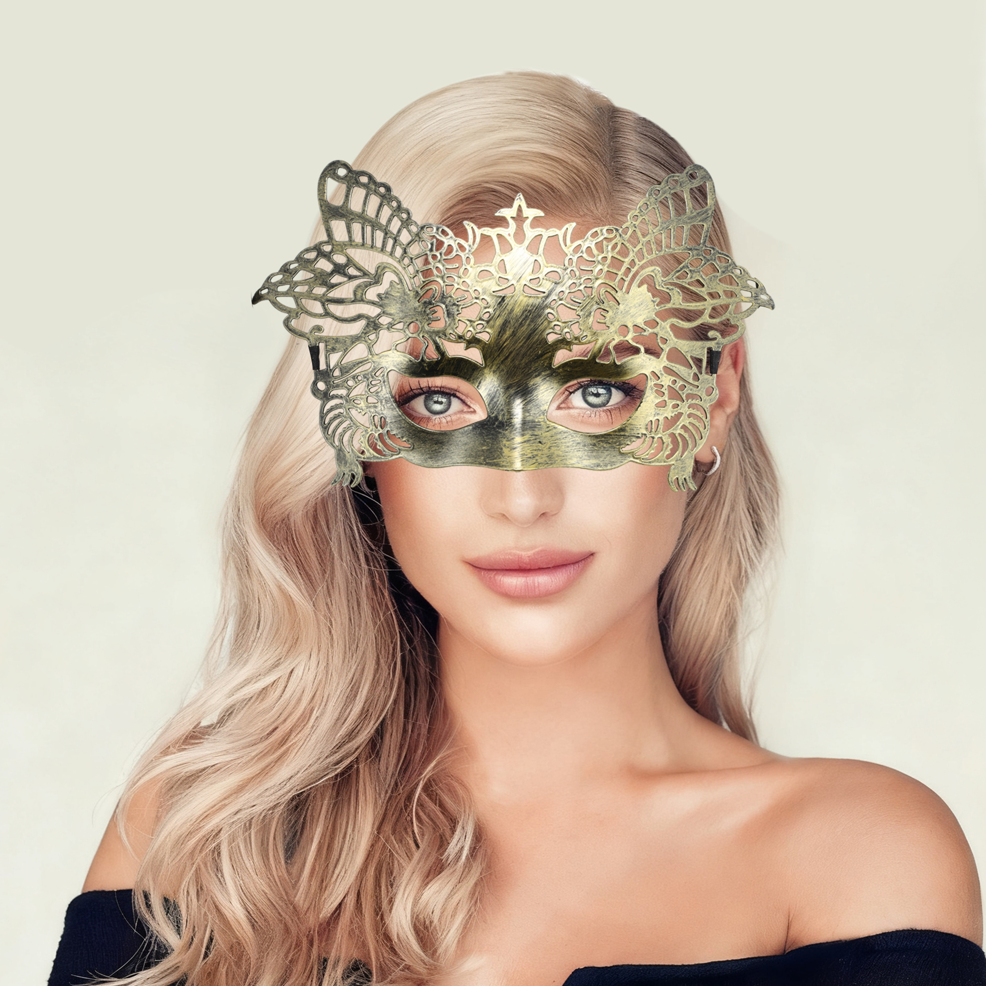 Unique Bargains 1 Pack Elegant Half-face Party Mask Gold Pattern 6