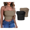 thumbnail image 2 of Gswybco 2PCS Tube Tops for Women Solid Color Strapless Bandeau Tops Vacation Going Out Casual Yoga Exercise Chest Wrap Tank Blouse, 2 of 5