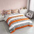 thumbnail image 2 of Homewish Geometric Stripes Full Size Bedding Sets for Girls, Orange White Gray Full Size Bed in a Bag, Gray Reversible, 7-Piece, 2 of 7