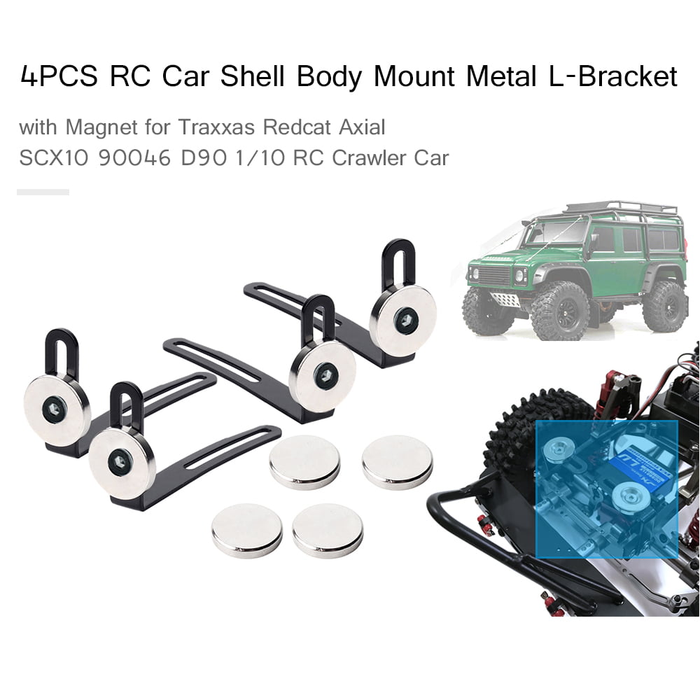 4Pcs Metal Shell Body Mount L-Bracket w/Magnet RC Crawler Car for 1/10 SCX10 D90