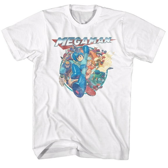 Mega Man Megafriends White Adult T-Shirt 6Xl