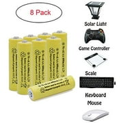BAOBIAN AA 600mAh 1.2v NICD Batterie Rechargeable pour Lampes Solaires Extérieures, Lampes de Jardin, Télécommandes, Souris Jaune (8 PCS)