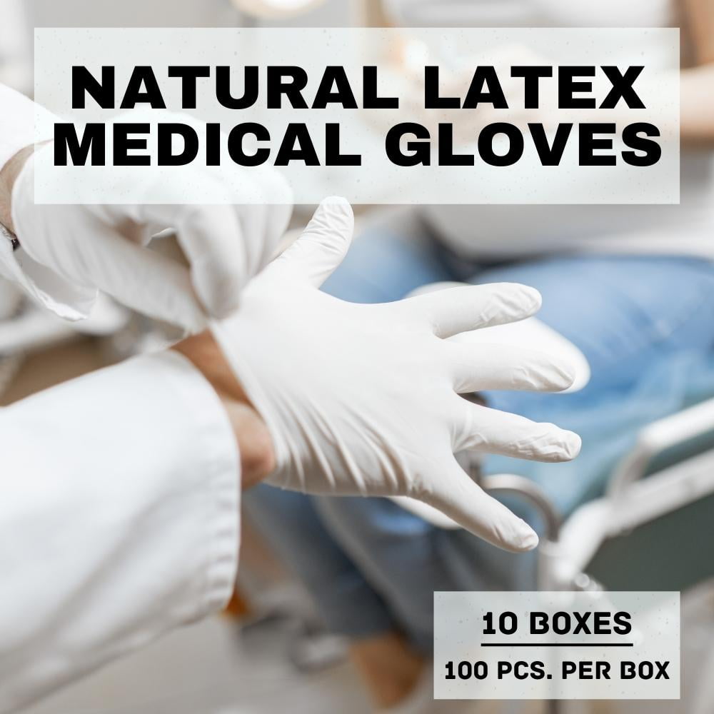 SSBM Natural Rubber Latex Gloves for Examination, 4.5 Mil Thick, Size: XL, 1000 Pcs - Powder Free, Great Comfort, Fit and Elasticity