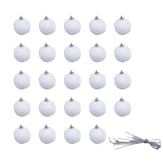 CEHVOM Christmas Ornaments, Decorations For Christmas Tree, Set Of 24 Shatterproof Light Bulbs With A Drawstring,white Balls For Decor Clearance