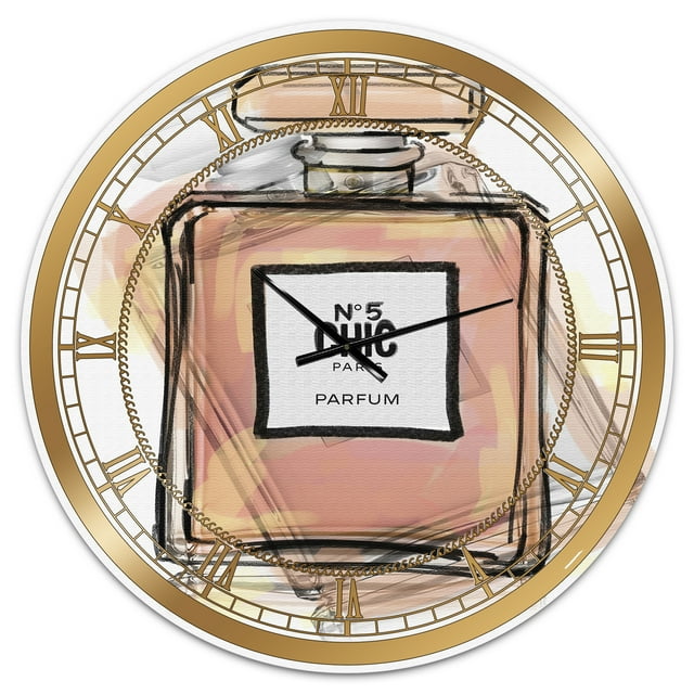 Designart 'Chic Nr 5 Paris Parfum V' Large Fashion Wall Clock