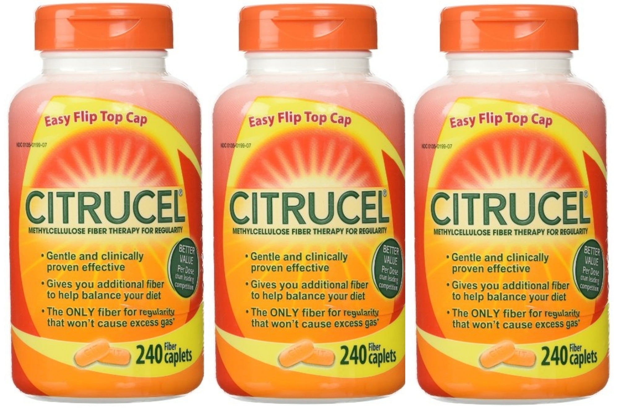 Citrucel Fiber Therapy for Regularity 240 Caplets (Pack of 3