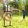 thumbnail image 4 of Garden Hose Holder with Shepherds Hooks Heavy Duty Water Hose Holder Holds 160 FT Hose Freestanding Hose Reel with 2 Tool Hooks Stable Hose Hanger Storage Stand for Outside Yard, Black, 4 of 12