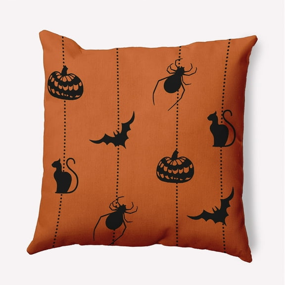 16" x 16" Simply Daisy Halloween Web Polyester Indoor/Outdoor Pillow, Dusty Orange Qty 1