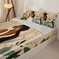 thumbnail image 3 of Castle Fairy Bohemian Black Girl Zipper Twin Comforter Sets with Fitted Sheet and 2 Pillowcases,Vintage Tropical Leaves Zipper Bedding Set,Beige,Grey Reversible,4-Piece, 3 of 6