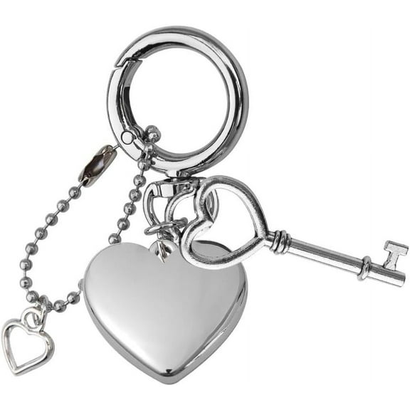 Silver Heart Y2k Keychain Charm for Bag Backpack Charms Keychain for Handbags BackpacksKeychain Charm for Car Purse Charms Keychain Cute Aesthetic Backpack Accessories Keychain Y2k Accessories Women