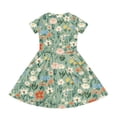 thumbnail image 4 of XADYUY Girls Summer Dress Size 14-16 Casual A-Line Short Sleeve Midi Dress Daisy Flower Print Crew Neck Sundresses Summer Swing Skirt with Pockets,9-10Years,Green, 4 of 5