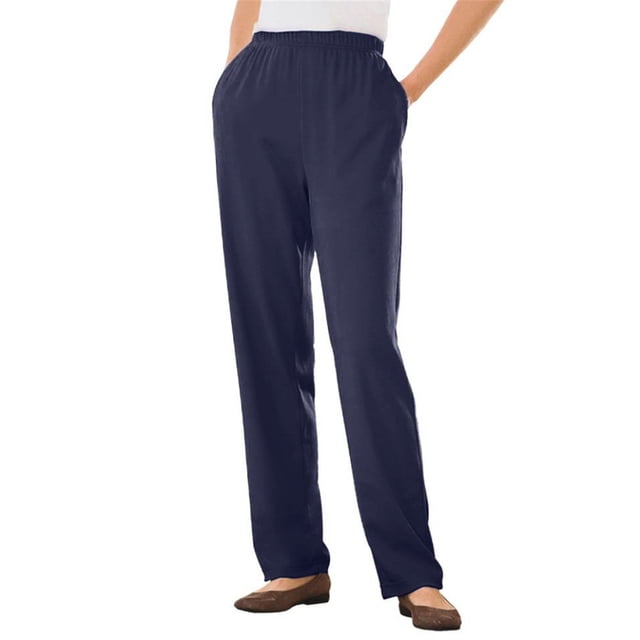 Clearance! Lisingtool Women's Pockets Elastic Waist Straight Solid Color Casual Pants Pants