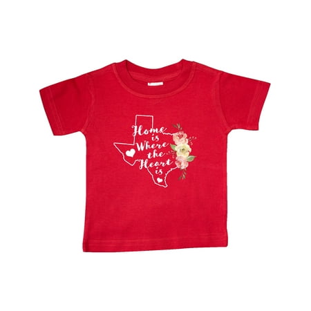 

Inktastic Texas Home is Where The Heart is with Watercolor Floral Gift Baby Girl T-Shirt