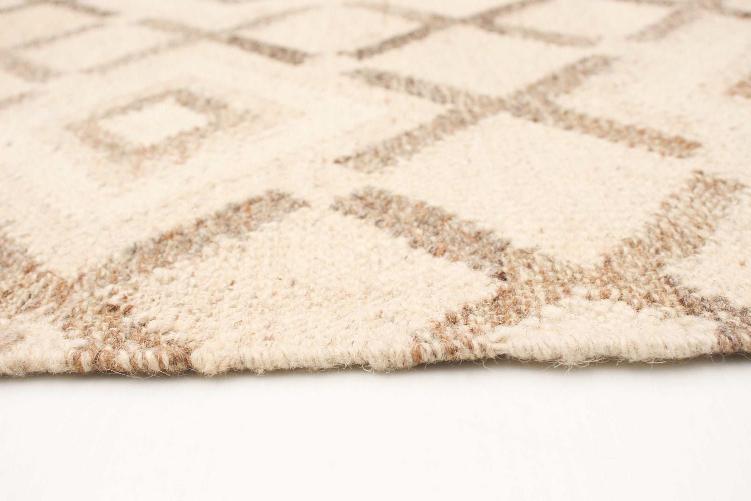 ECARPETGALLERY 5'6" x 7'7" Flat-weaves & Kilims Organica Hand Made Area Rug for Living Room, Dining Room and Bedroom in Ivory