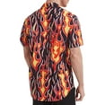 thumbnail image 2 of Men's flame stylish 3D printed graphic short sleeve shirts casual fashion print button down shirt, 2 of 12