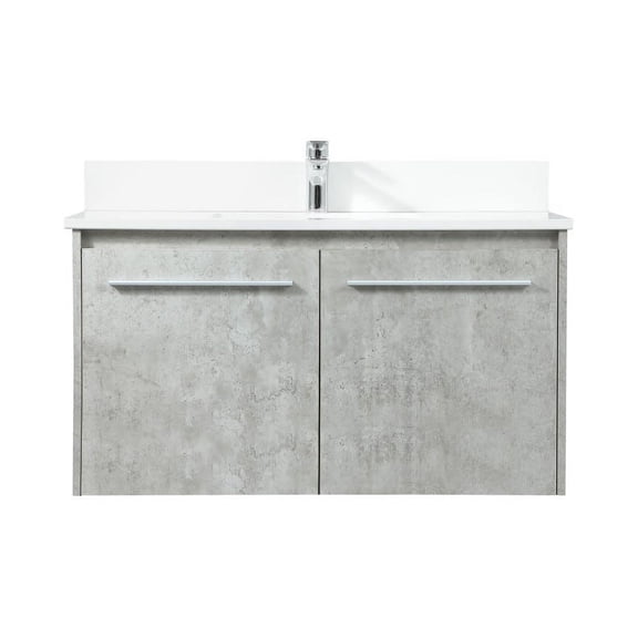 Elegant Decor Penn 36" MDF Single Bathroom Vanity with Backsplash in Gray
