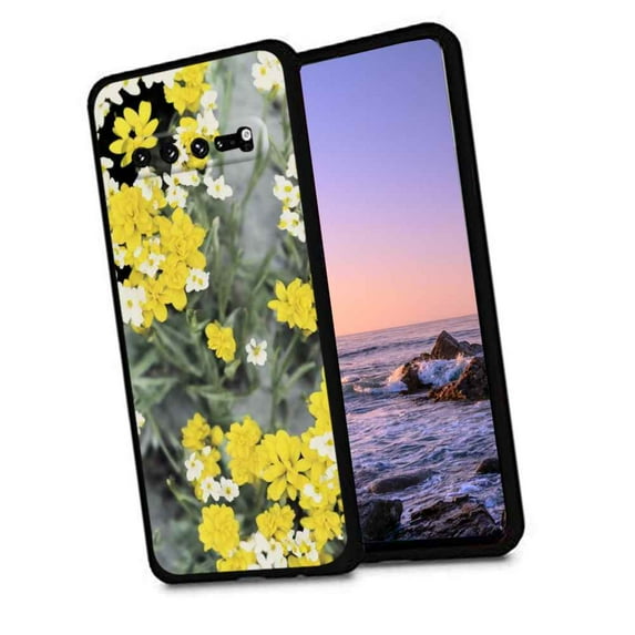 Compatible with Samsung Galaxy S10 Phone Case, Yellow-Flowers Case Men Women, Flexible Silicone Shockproof Case for Samsung Galaxy S10