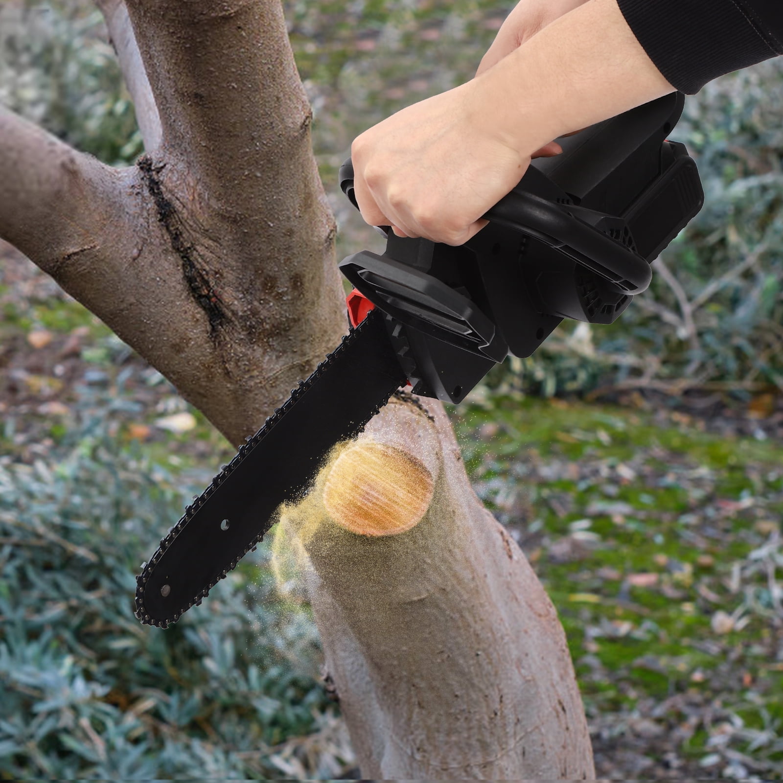 Lithium Battery Powered 10-Inch Brushless Electric Chainsaw, 21V High-Efficiency Motor, Two 4000mAh Batteries for Pruning & Cutting