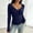 Blue, variant on Fengqque Women’s Henley V Neck Long Sleeve Casual Top, Ruched Front Button Detail Slim Fitted long sleeve tee , Soft Stretchy Basic Top for Fall Winter Black
