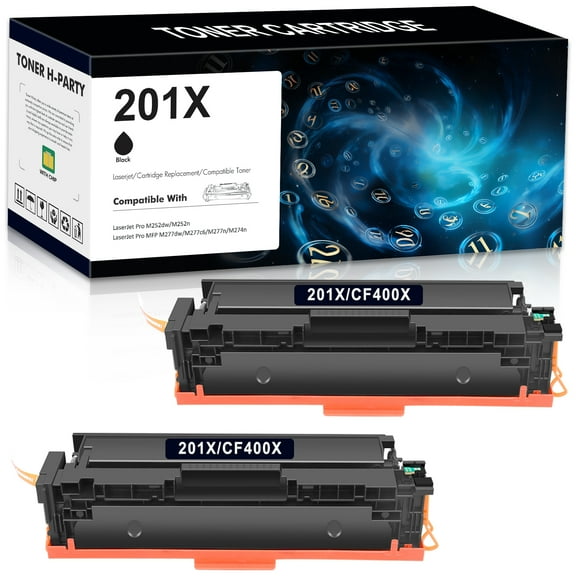 201X Black Toner Cartridges Compatible for HP 201X CF400X 201A CF400A used for M277dw M252dw HP Color Laserjet Pro MFP M277dw M277c6 M252dw M252n M252 M277 M277n 277dw Ink Printers (2-Pack)