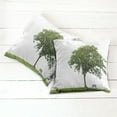 thumbnail image 2 of Ambesonne Green Throw Pillow Cover 2 Pack, Solitude Bench Nobody, 24", Green White, 2 of 6
