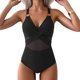 thumbnail image 1 of Traje de baño de una pieza para mujer, bikini de malla de color liso, 1 of 4