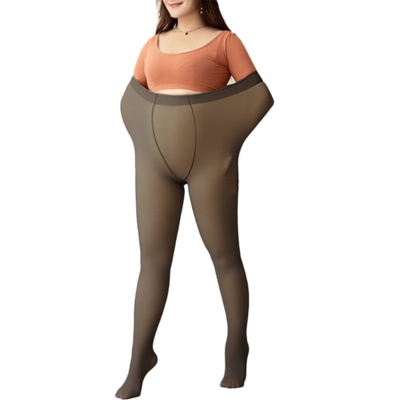 Women Warm Thin Fleece Lined Faux Translucent Pantyhose Tights Large Size Winter Autumn Thermal Leggings Stockings Pants