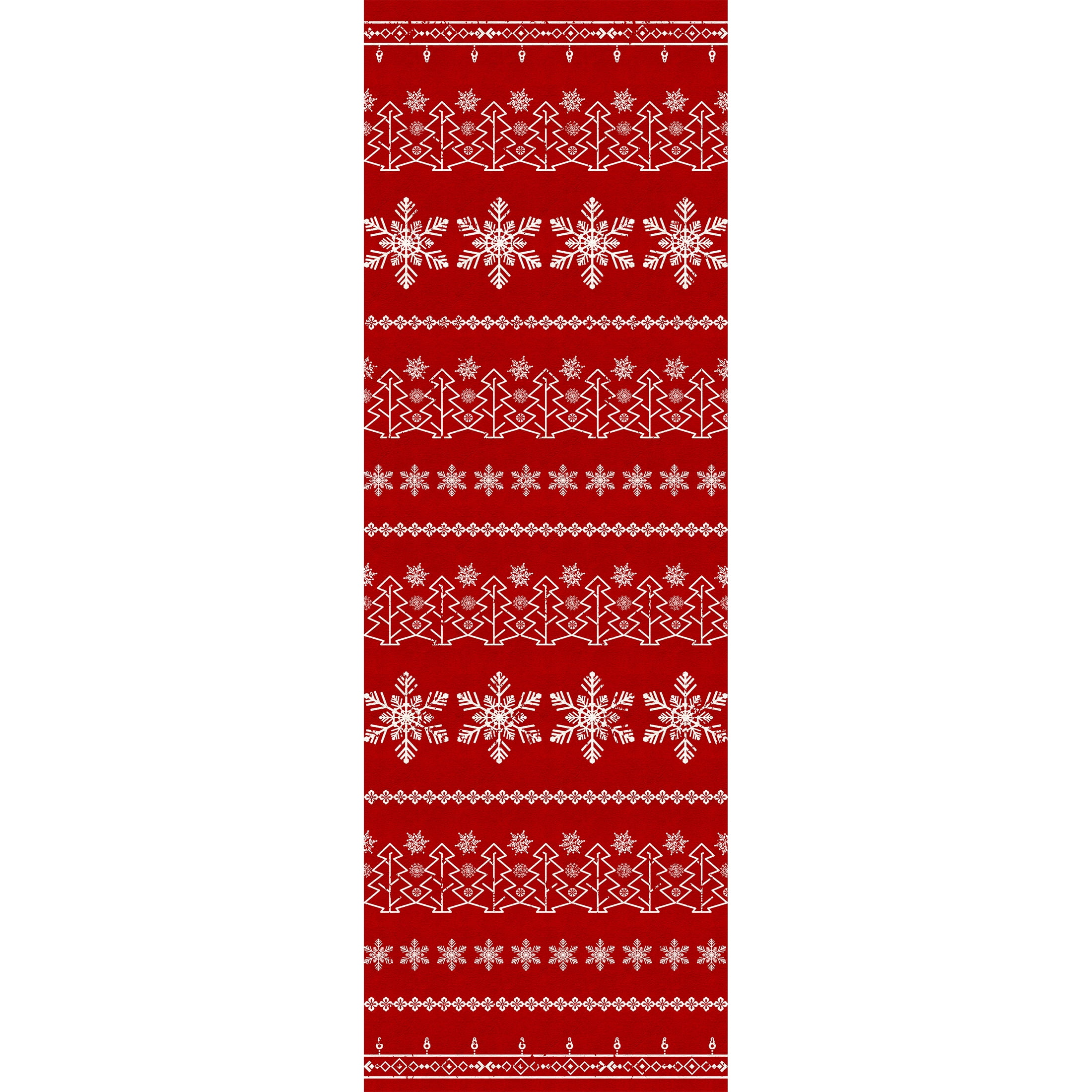 BERTHMEER 2'X6' Christmas Runner Rug Red Hallway Runner for Indoor Entryway Entrance Hallway Kitchen Soft Washable Non-slip Snowflake Rug,Red