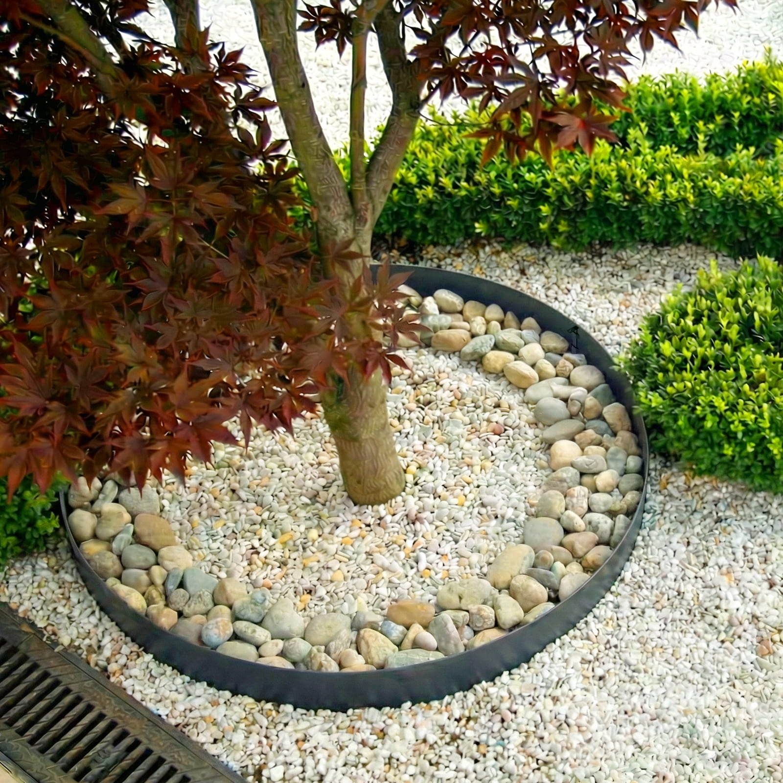 BSHAPPLUS® 8" Tall x 20 ft No Dig Galvanized Steel Landscape Edging, Metal Garden Edging Border,Bendable Lawn Edging with 6 Stakes,Flexible Lawn Strip for Flower Beds,Tree Rings,Lawn Yard and Pathway