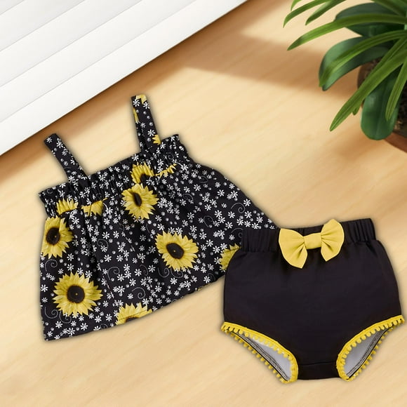 Conjunto de ropa de verano perfecl para niña Tops y pantalones cortos 18 a 24 meses