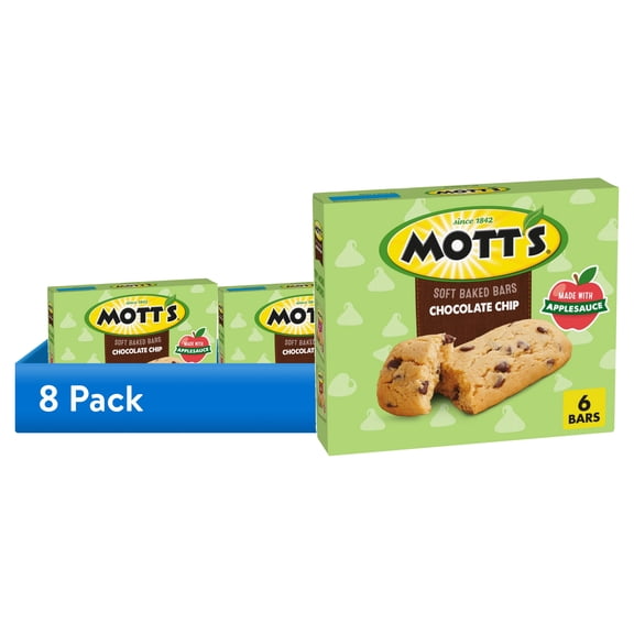 (8 pack) Mott's Soft Baked Bars, Chocolate Chip, Made with Applesauce, 6 Ct, 5.76 oz