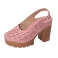 thumbnail image 2 of Miluxas Women's Solid Color Platform Slingback High Heels Ladies Closed Pointed Toe Pump Shoes Pink 9.5(43), 2 of 9