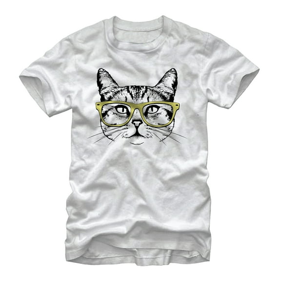 Men's Lost Gods Hipster Kitty Graphic Tee White 2X Large