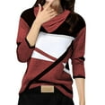 thumbnail image 1 of WEAIXIMIUNG T-Shirts Graphiques Femmes Chats Ou Chiens Femmes Mode Décontractée Col Rond Géométrique à Blocs de Couleur Imprimé Rétréci Col en V Manches Longues T-Shirt à Manches Longues, 1 of 5