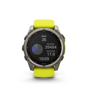 Garmin Fenix 8 51 mm, Solar, Sapphire Amp Yellow/Graphite Silicone GPS AMOLED Smartwatch with Wearable4U White EarBuds Bundle
